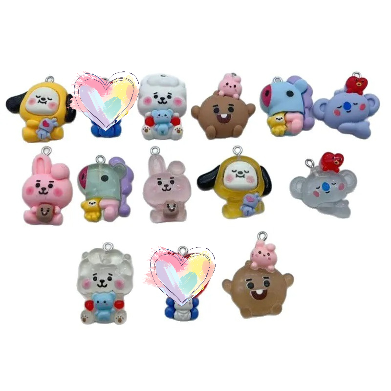 Dog Toys - Porte-clés BT21 en résine transparente, motif