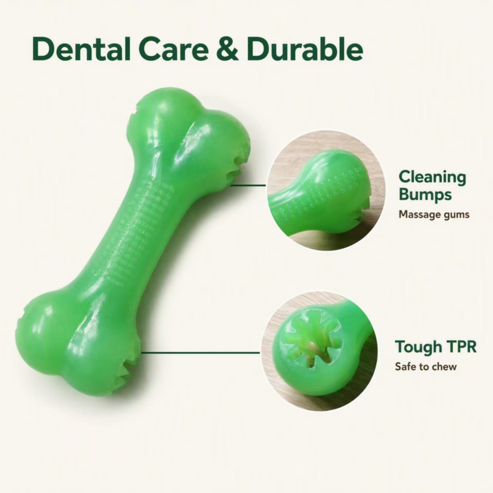 Jouet pour chien en TPR qui br - Teeth Cleaning Dog Chew Bone avis et prix