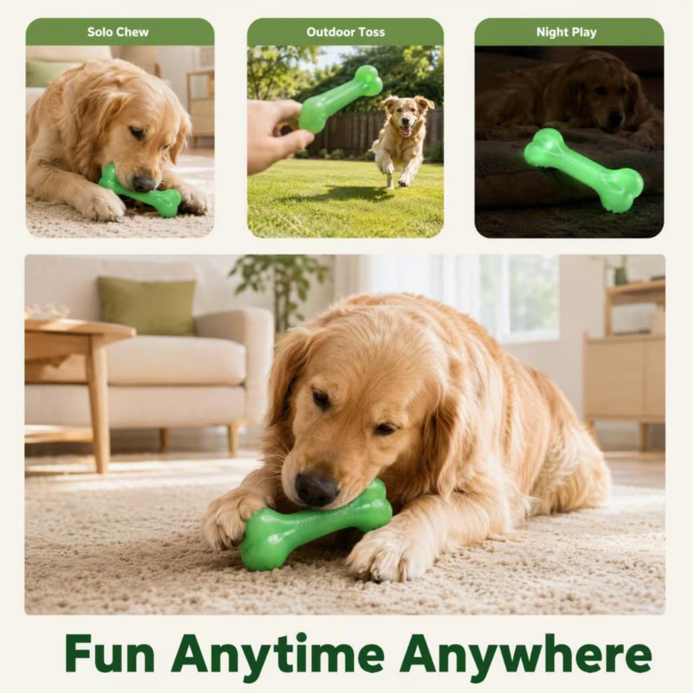 Jouet pour chien en TPR qui br - Teeth Cleaning Dog Chew Bone avis et prix
